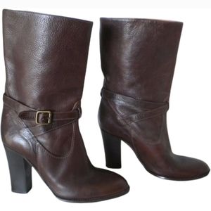 J.crew Tenley Vachetta Mid Calf High Heel strap, Italy Leather